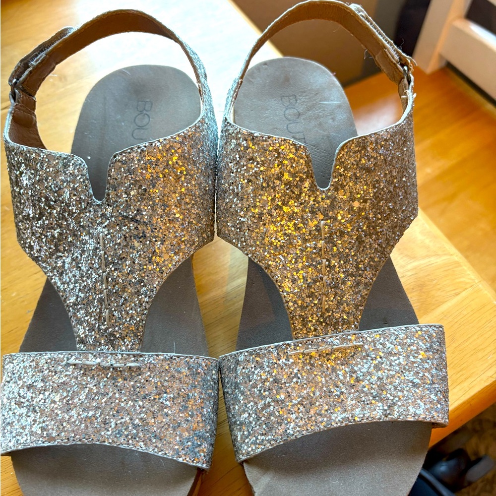 Corkys Silver Glitter Sandals Sparkly Flat Footwear